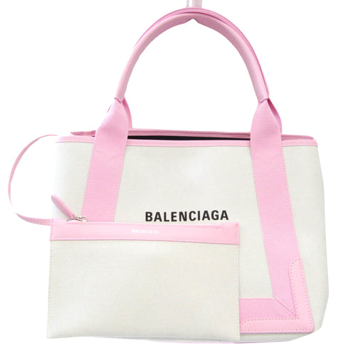 Balenciaga Navy Cabas Pink Leather Handbag (Pre-Owned)