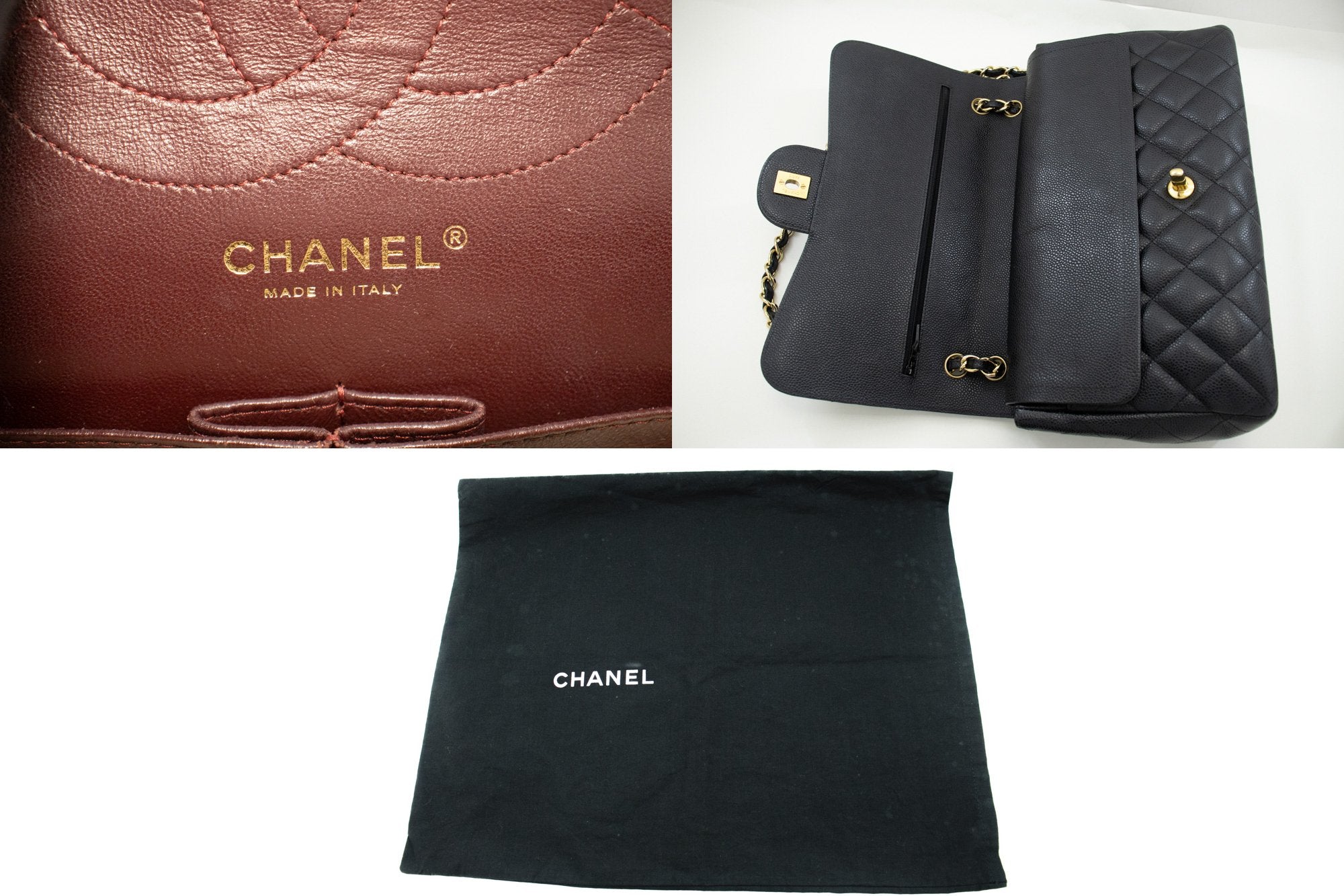 Chanel Double Flap Black Leather Shoulder Bag (Pre-Owned)