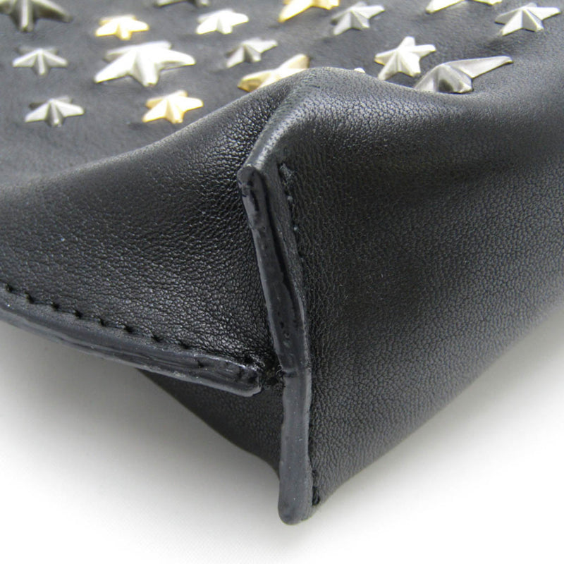 Jimmy Choo Star Studs Black Leather Clutch Bag (Pre-Owned)