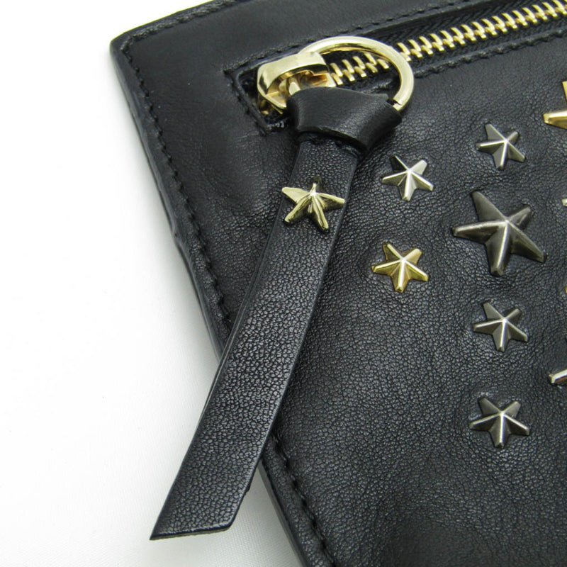 Jimmy Choo Star Studs Black Leather Clutch Bag (Pre-Owned)