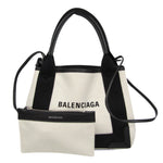 Balenciaga Navy Cabas Black Leather Tote Bag (Pre-Owned)