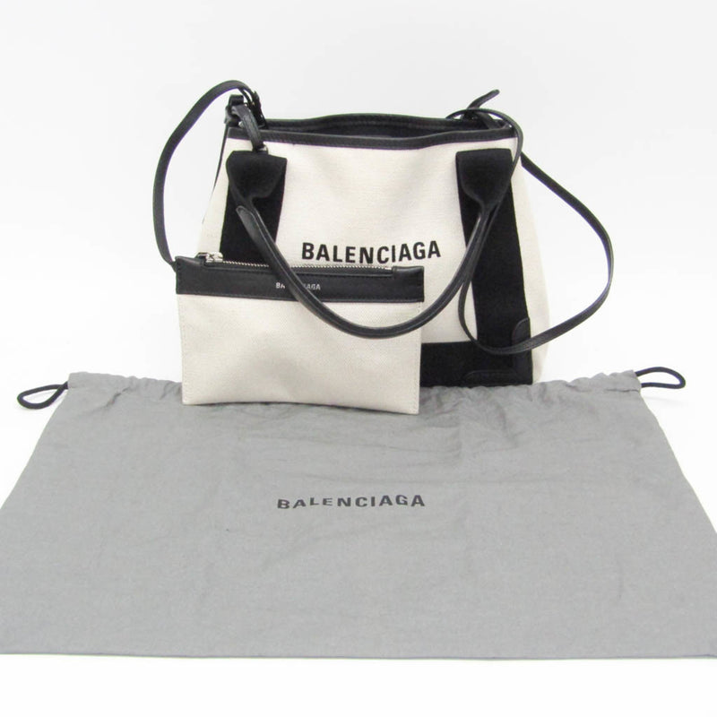 Balenciaga Navy Cabas Black Leather Tote Bag (Pre-Owned)