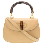 Gucci Bamboo Beige Leather Handbag (Pre-Owned)