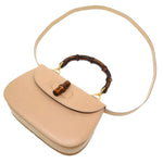 Gucci Bamboo Beige Leather Handbag (Pre-Owned)