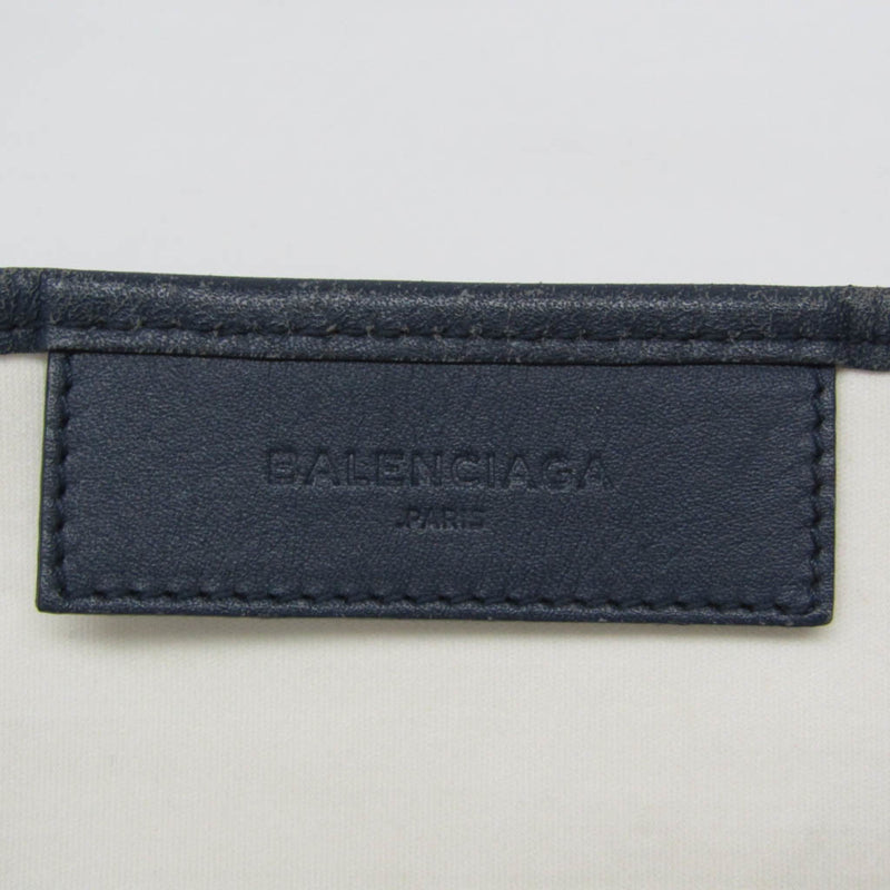 Balenciaga Navy Cabas White Canvas Handbag (Pre-Owned)