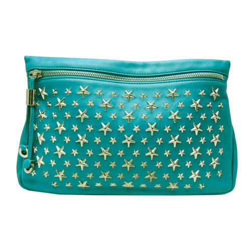 Jimmy Choo Zena Green Leather Clutch Bag (Pre-Owned)