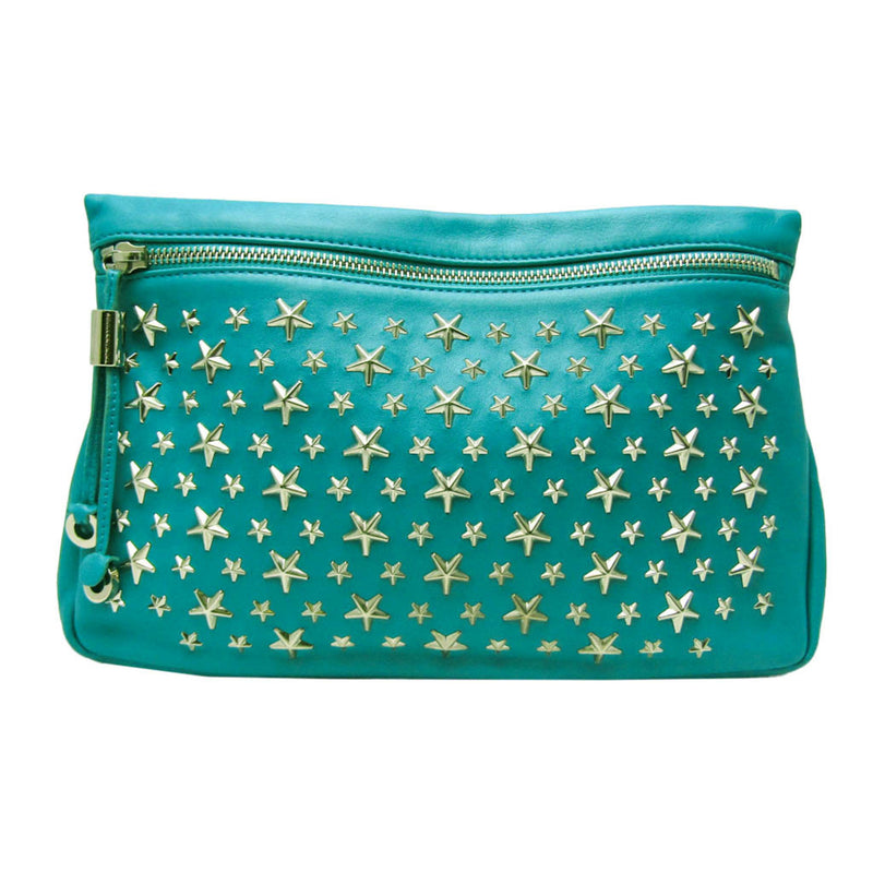 Jimmy Choo Zena Green Leather Clutch Bag (Pre-Owned)