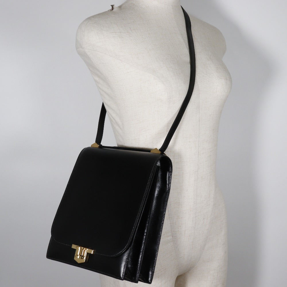 Hermès Chaine D'ancre Black Leather Handbag (Pre-Owned)