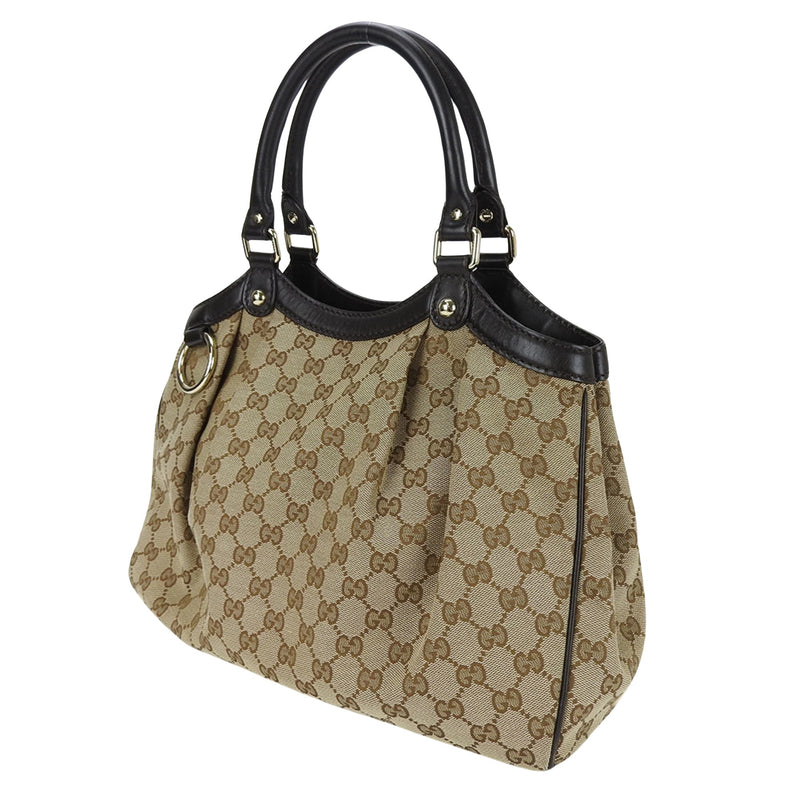 Gucci Sukey Beige Canvas Tote Bag (Pre-Owned)