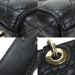 Dior Lady Dior Black Leather Handbag (Pre-Owned)