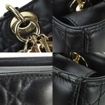 Dior Lady Dior Black Leather Handbag (Pre-Owned)