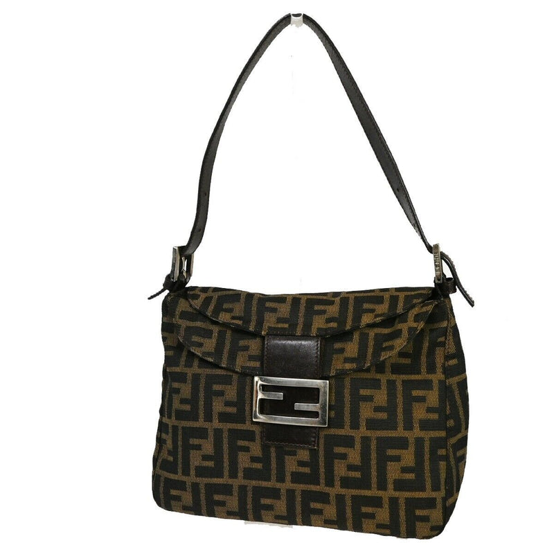 Fendi Zucca Brown Canvas Shoulder Bag (Pre-Owned)