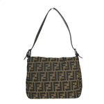 Fendi Zucca Brown Canvas Shoulder Bag (Pre-Owned)