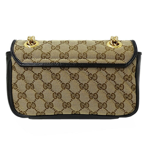 Gucci Gg Marmont Beige Canvas Shoulder Bag (Pre-Owned)