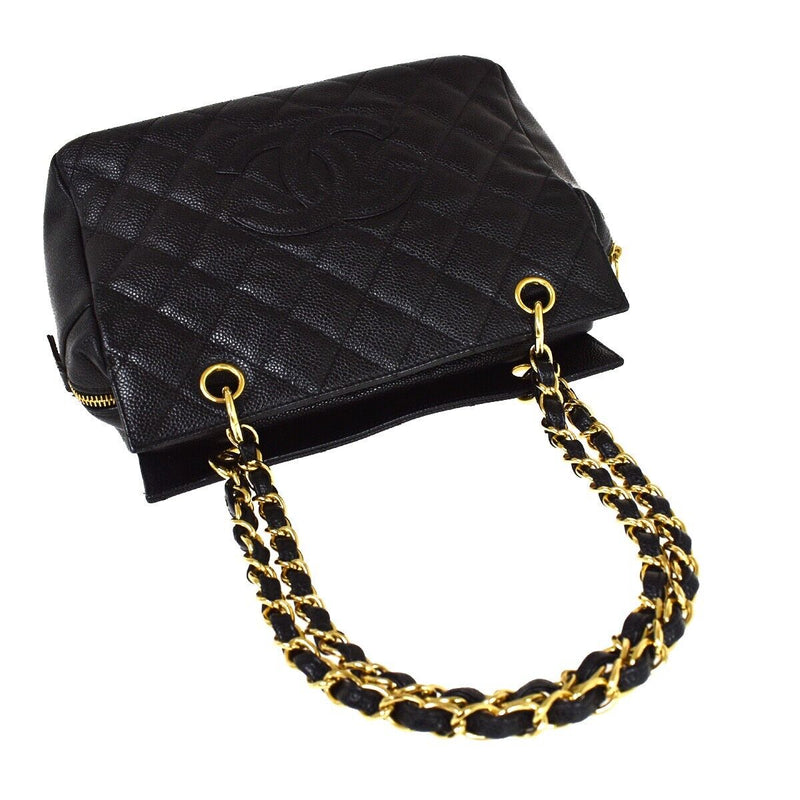 Chanel Shopping Black Leather Shoulder Bag (Pre-Owned)