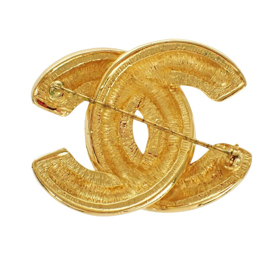 Chanel Logo Cc Gold Gold Plated Brooch Jewelry (Pre-Owned)