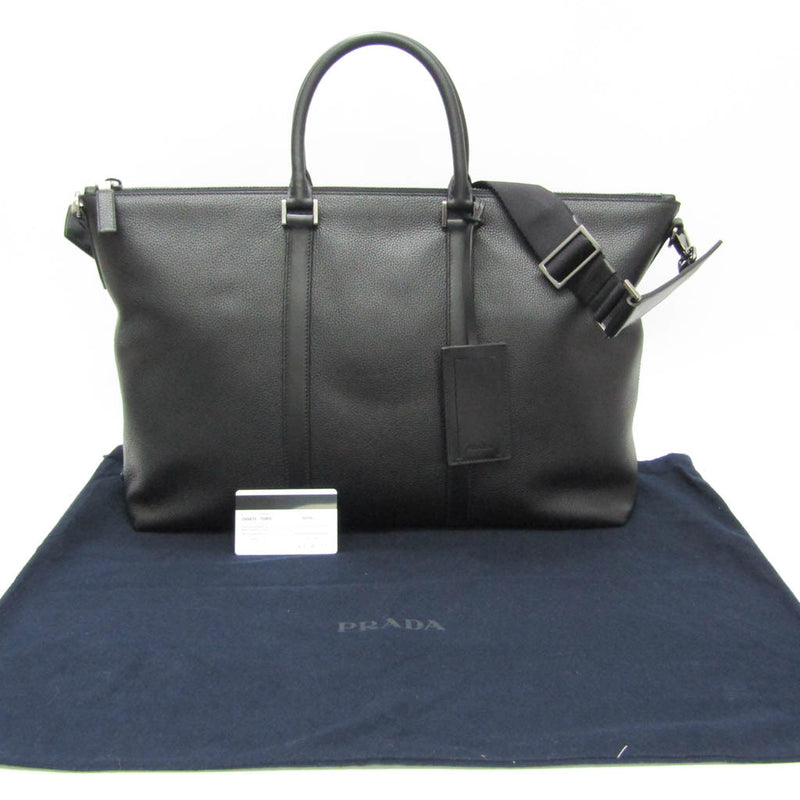 Prada Saffiano Black Leather Tote Bag (Pre-Owned)