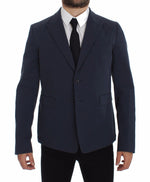 Dolce & Gabbana Elegant Blue Cotton Stretch Blazer Men's Jacket