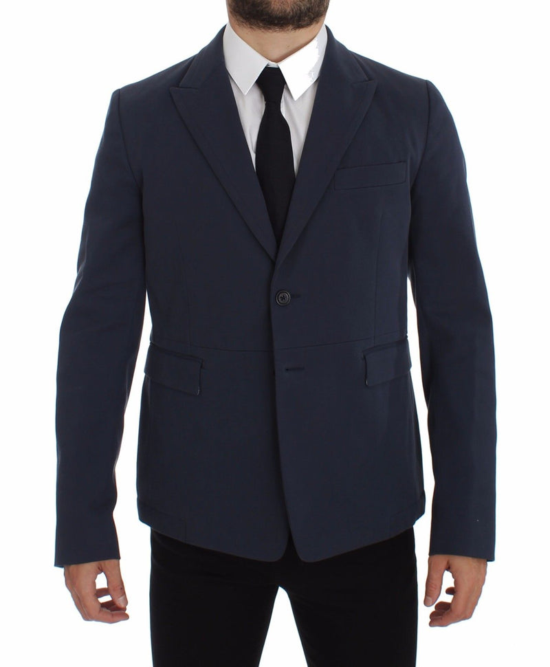 Dolce & Gabbana Elegant Blue Cotton Stretch Blazer Men's Jacket