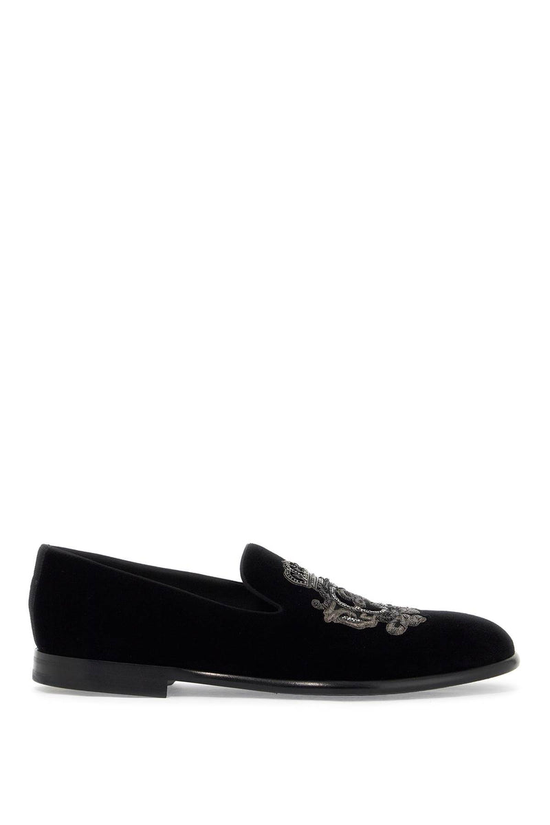 Dolce & Gabbana Men's Embroidered Velvet Loafers