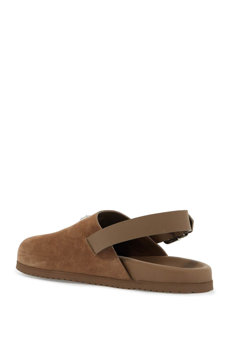 Dolce & Gabbana Men's Suede Leather Clogs With Logo Plate