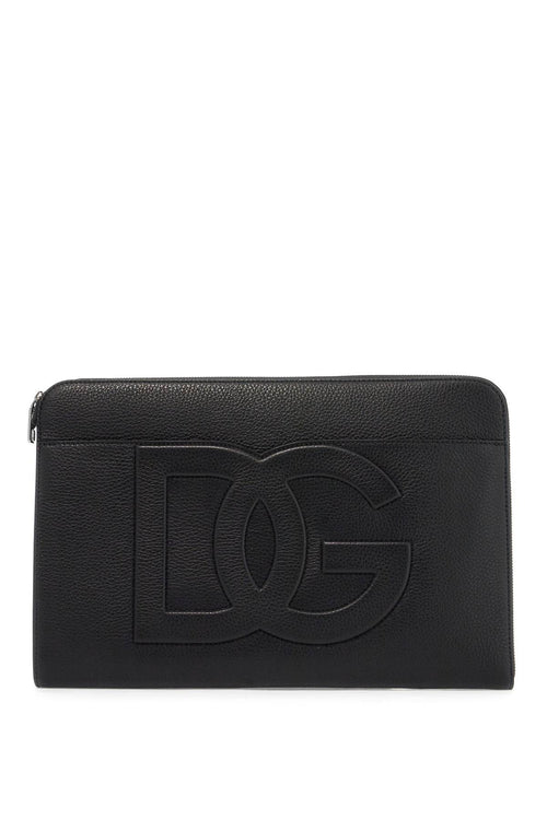 Dolce & Gabbana Men's Large Hammered Leather Pouch