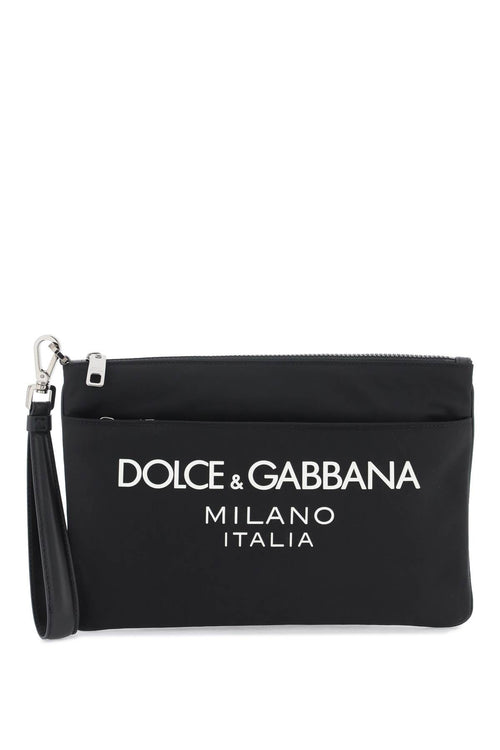 Dolce & Gabbana Men's Nylon Pouch With Rubberized Logo