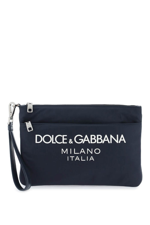 Dolce & Gabbana Men's Nylon Pouch With Rubberized Logo