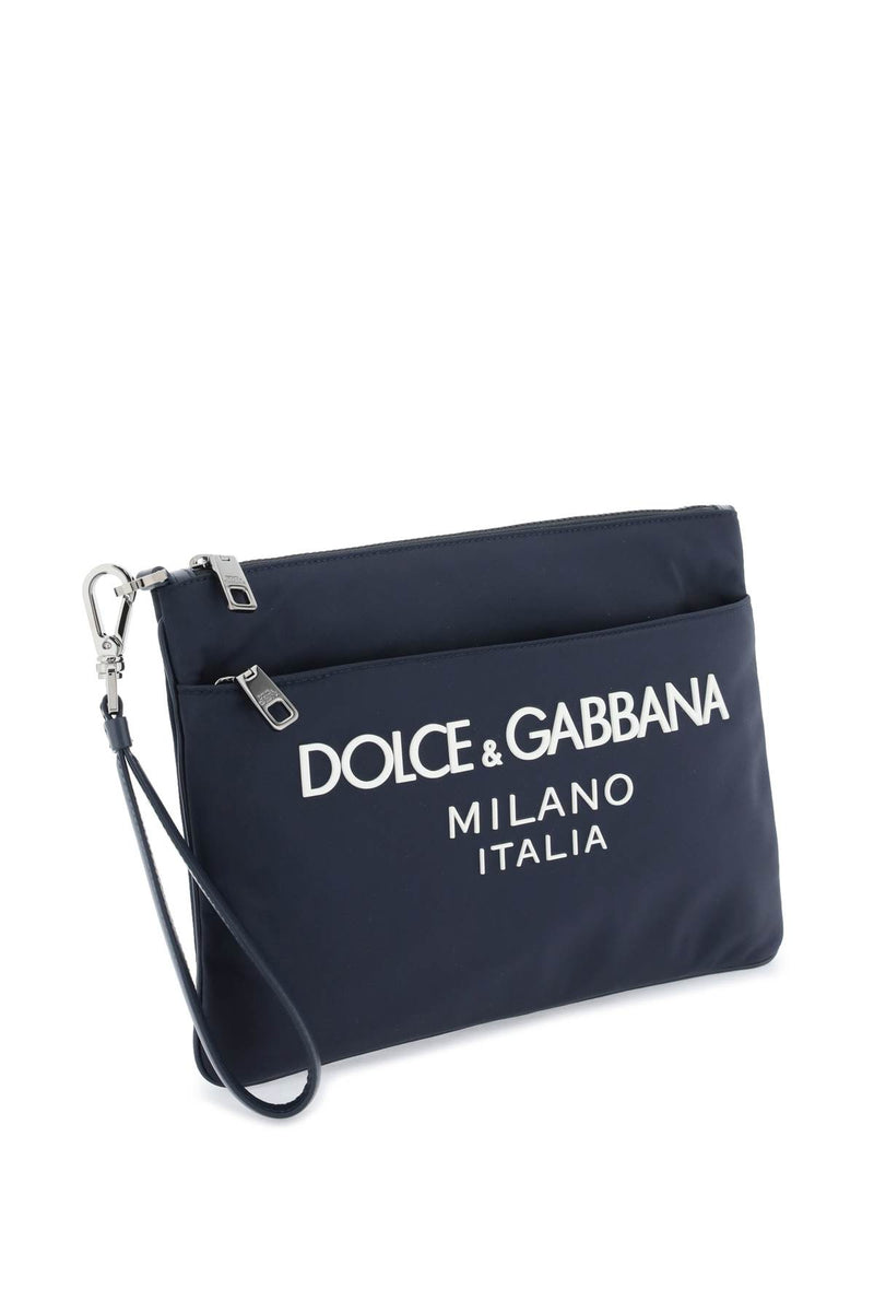 Dolce & Gabbana Men's Nylon Pouch With Rubberized Logo