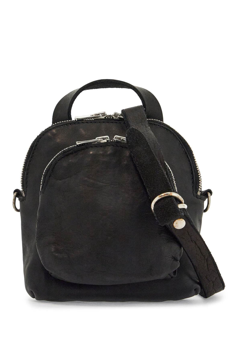 Guidi Men's Mini Backpack In Black Horse Leather With Handle And Straps