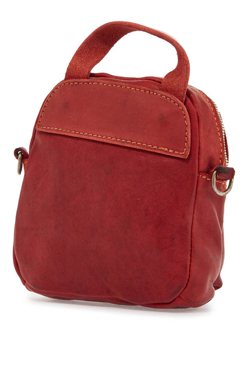 Guidi Men's Mini Red Leather Backpack Handcrafted With Adjustable Shoulder Strap And Front Pockets