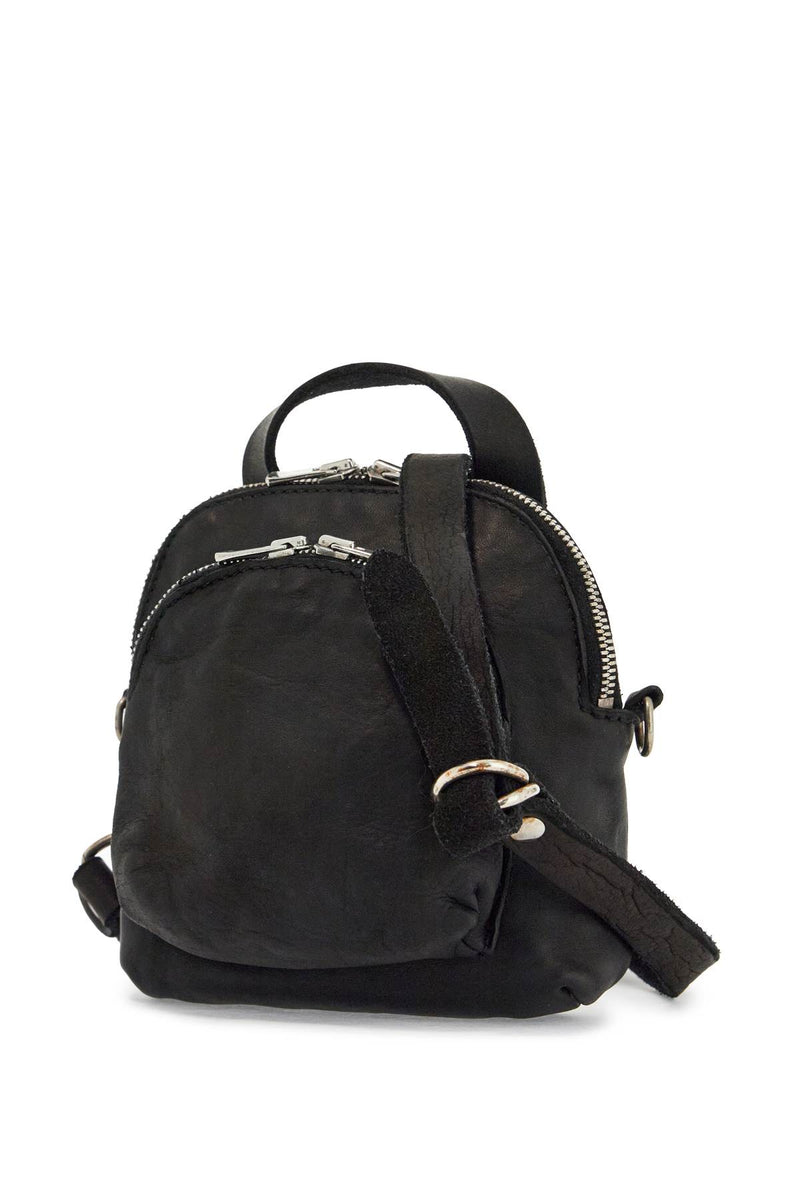 Guidi Men's Mini Backpack In Black Horse Leather With Handle And Straps