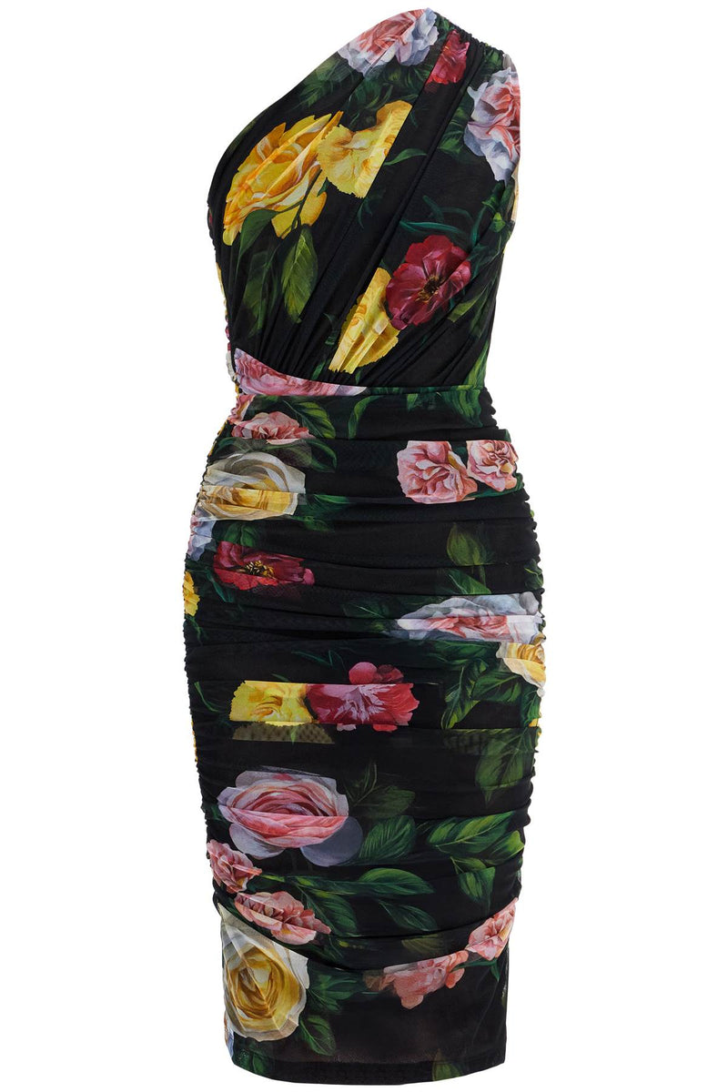 Dolce & Gabbana Women's Elegant Black Dress In Polyamide With Floral Pattern For Cocktails And Evenings