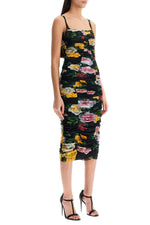 Dolce & Gabbana Women's Black Floral Midi Synthetic Dress