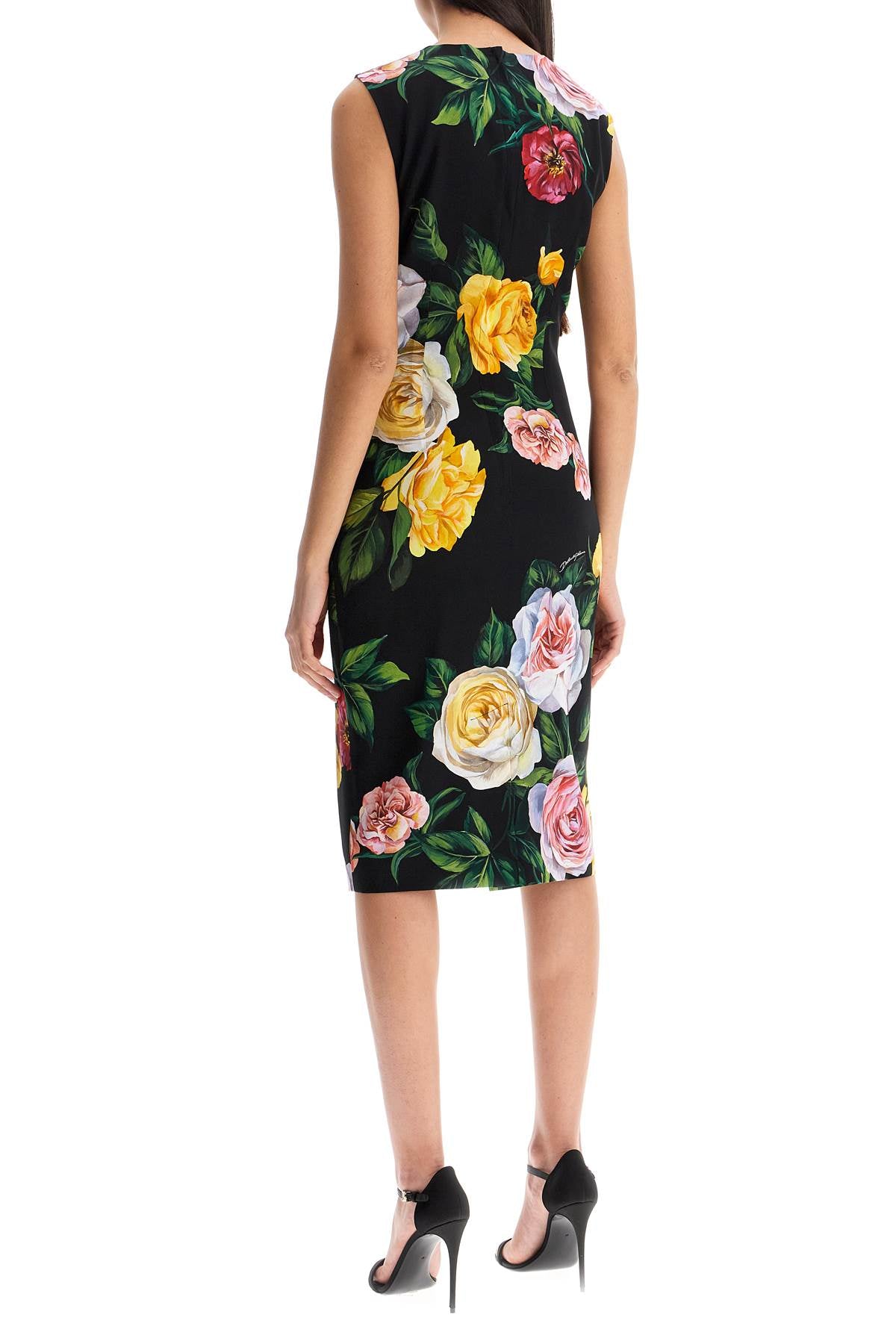 Dolce & Gabbana Women's Elegant Black Floral Silk Dress Knee-Length