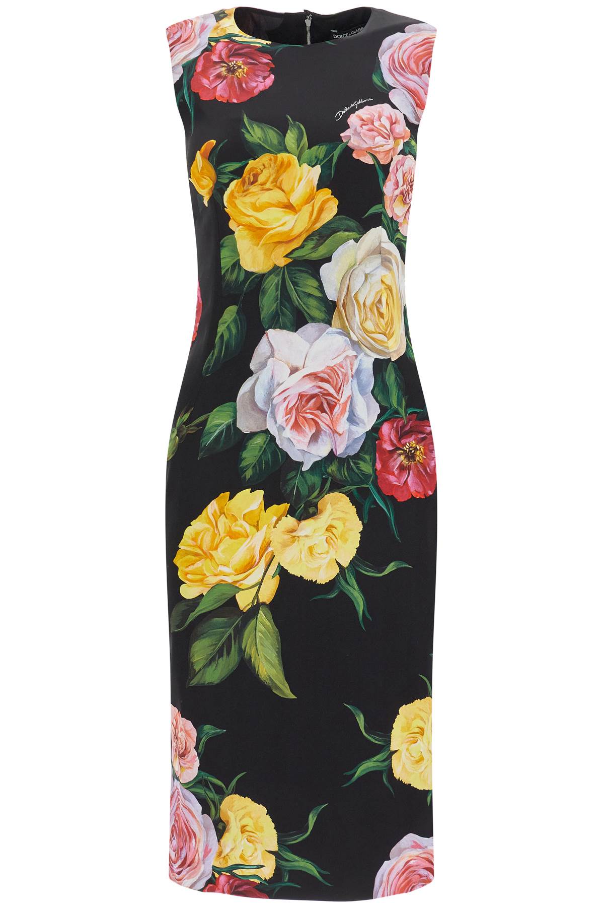 Dolce & Gabbana Women's Elegant Black Floral Silk Dress Knee-Length