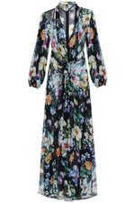 Dolce & Gabbana Women's Long Black Silk Dress With Floral Pattern