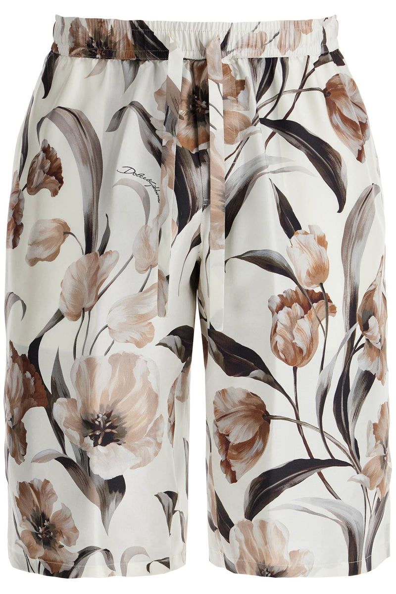 Dolce & Gabbana Men's Silk Bermuda Shorts With Floral Print Set