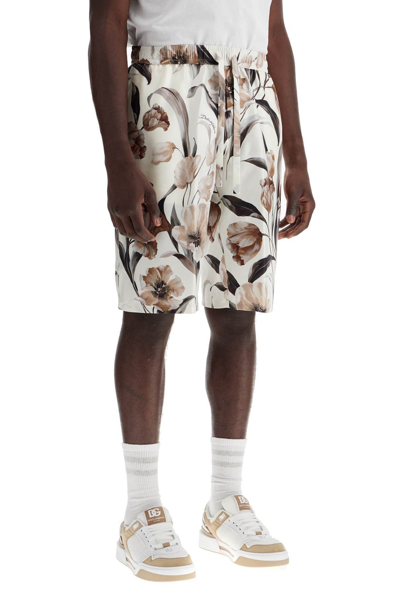 Dolce & Gabbana Men's Silk Bermuda Shorts With Floral Print Set