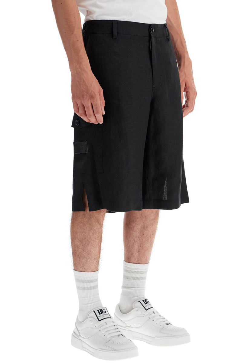 Dolce & Gabbana Men's Linen Cargo Bermuda Shorts For