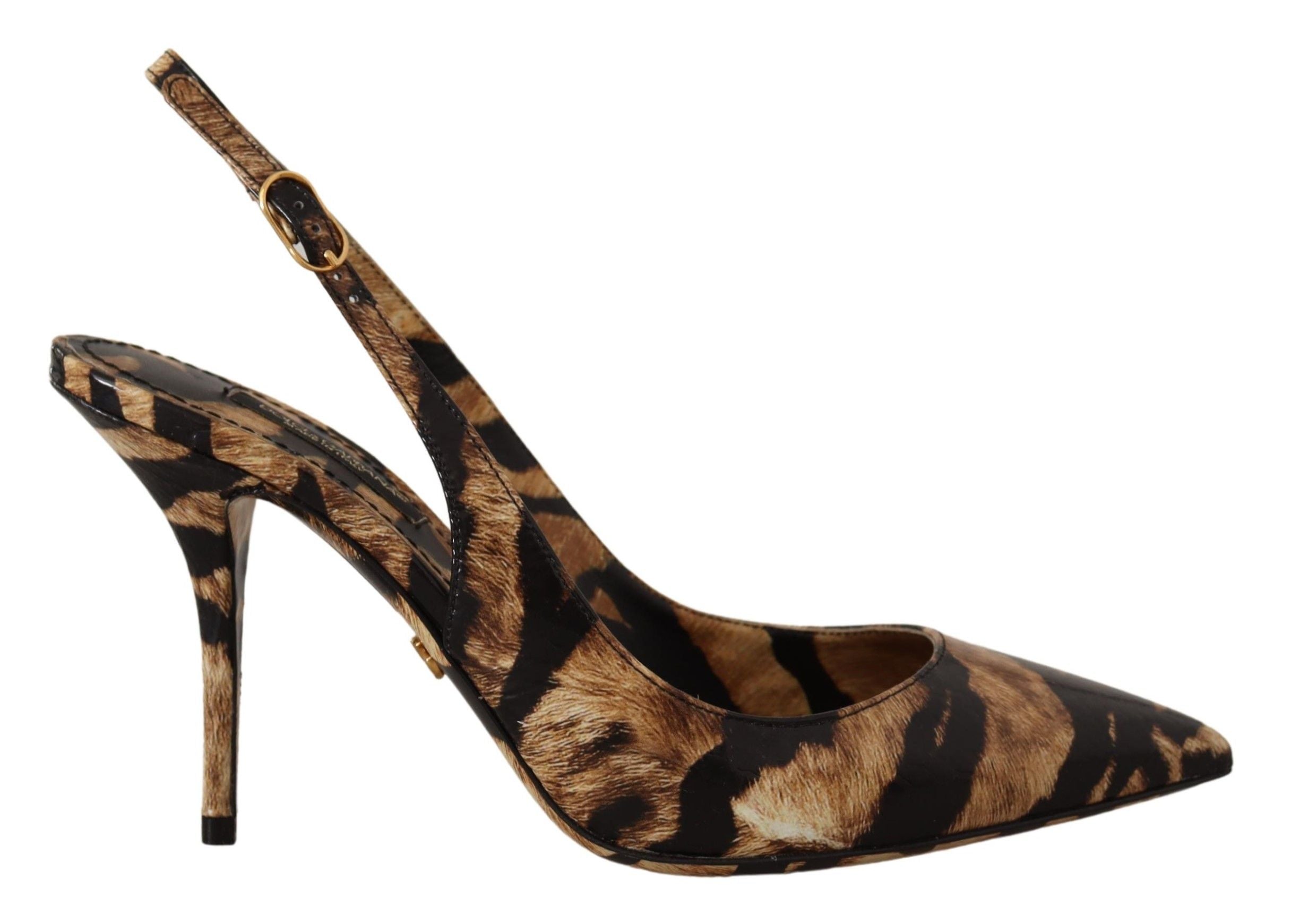 Leopard Print Slingback Pumps in Brown - Dolce Gabbana