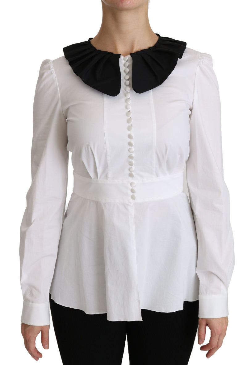 Dolce & Gabbana Elegant White Collared Cotton Women's Top