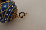 Dolce & Gabbana Blue Christmas Ball Crystal Hook Gold Brass Women's Earrings