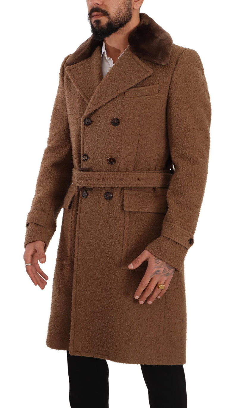 Men's Trench Coat French Business Overcoat Double Breasted Woolen  Jacket