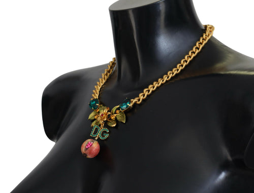Dolce & Gabbana Elegant Gold-Tone Floral Fruit Women's Necklace