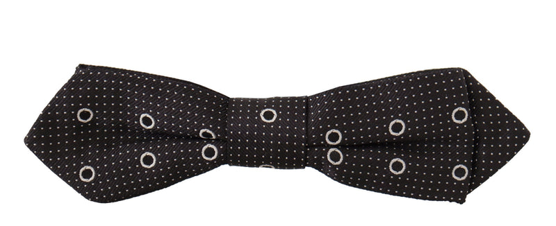 Dolce & Gabbana Pattern 100% Silk Neck Papillon Bow Tie in Black