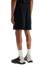 Y-3 Men's Black Cotton Shorts With White Stripes