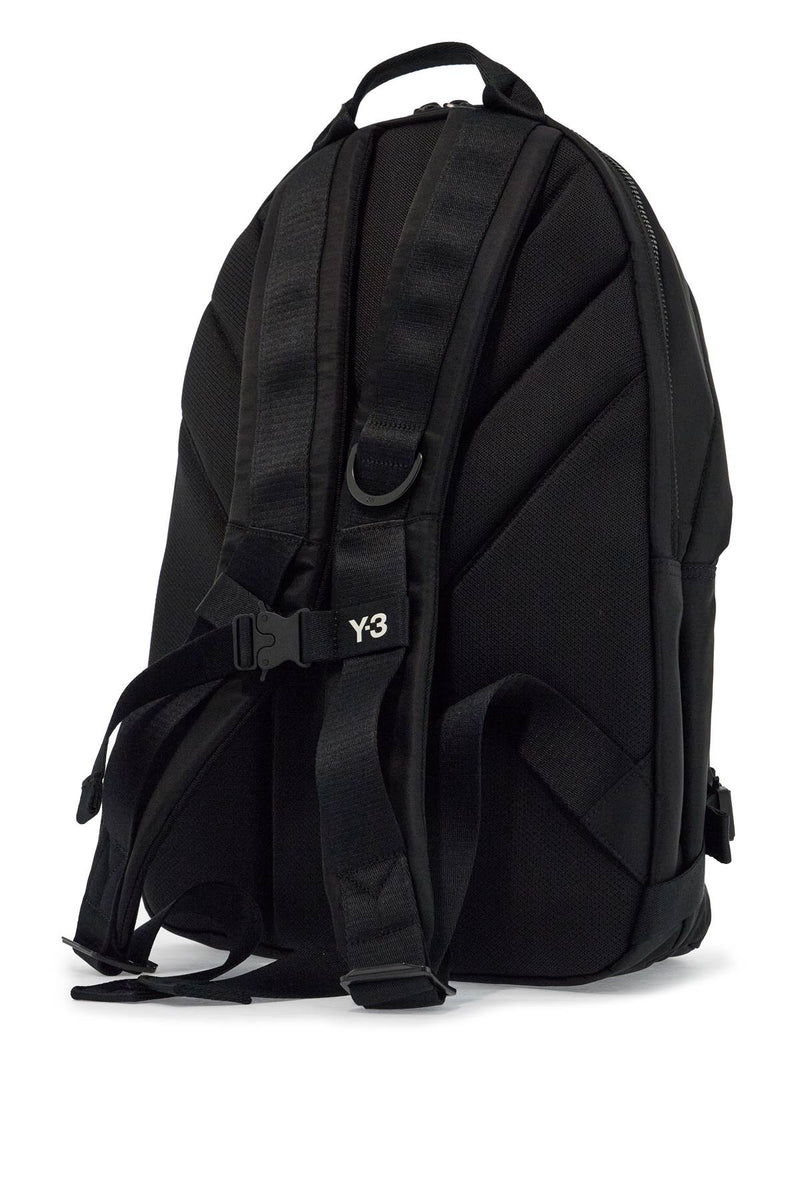 Y-3 Men's Black Minimalist Backpack In Recycled Polyester With Padded Straps