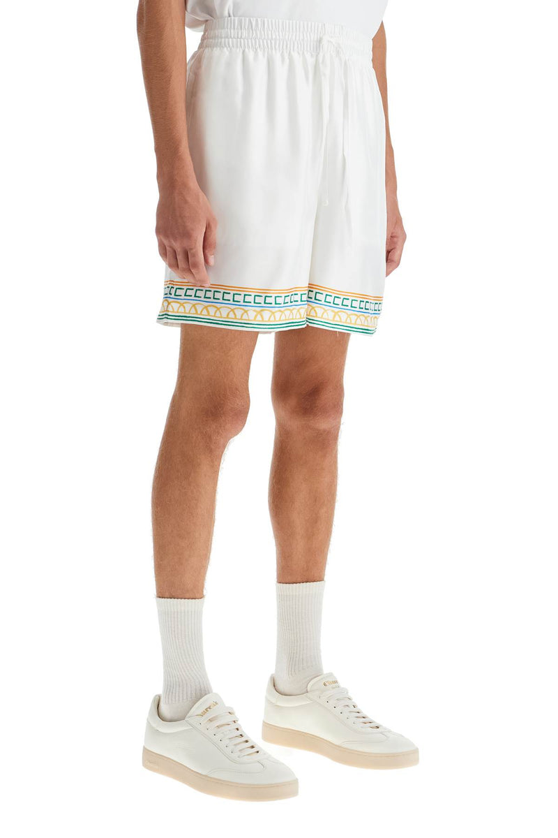 Casablanca Men's Silk Bermuda Shorts 'Crayon Temple