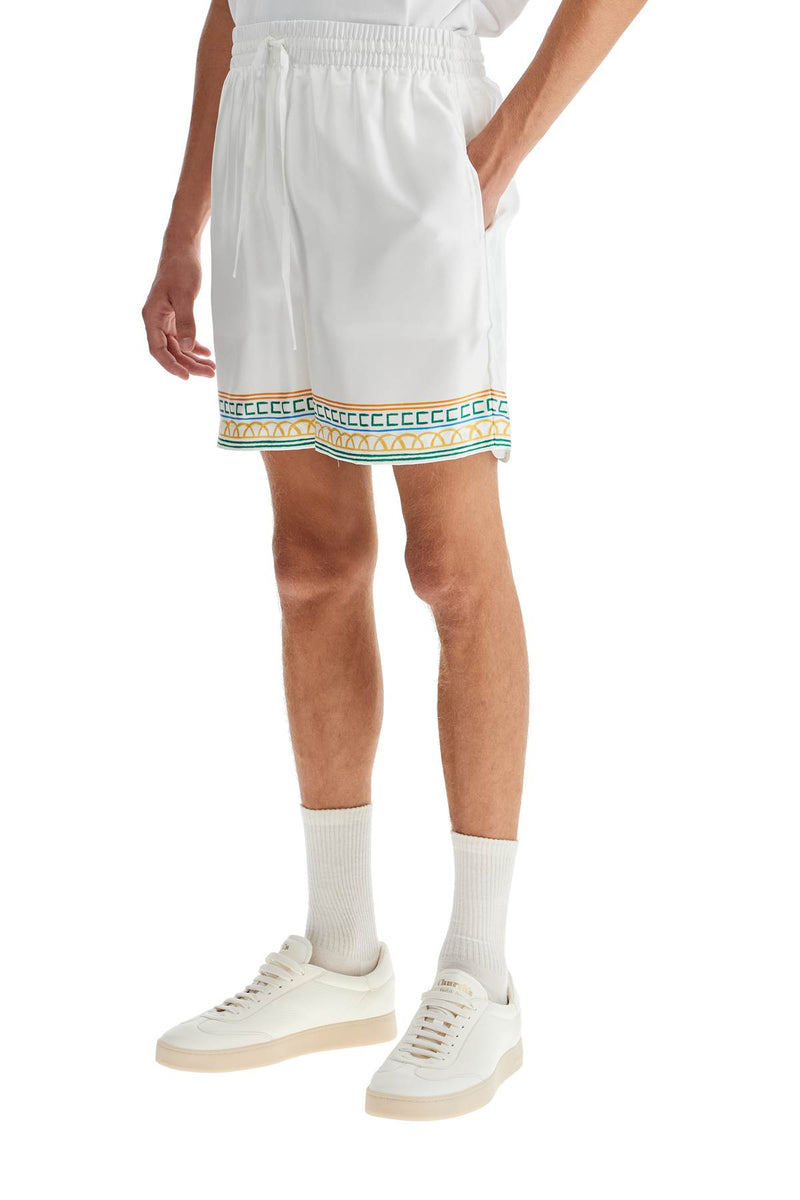 Casablanca Men's Silk Bermuda Shorts 'Crayon Temple